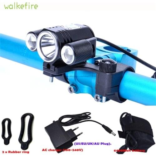 Walkfire Bicycle Front Light Cycling Waterproof Headlights Led Lamp Bike Bicicleta Bike Accessories + 8.4V Battery Pack +Charger