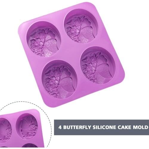 High Quality DIY Handmade Silicone 4-Butterfly Flower Soap Mold For Cake Candy Making Kitchen Baking Tools