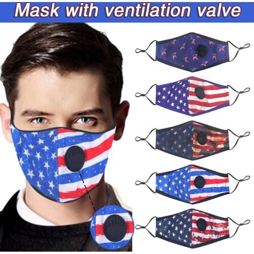 Adult American Flag Face Mask Woman Man Adjustable Washable Filter Mask Reusable Fabric Mouth Masks Fashion Mascarillas 2020 D80