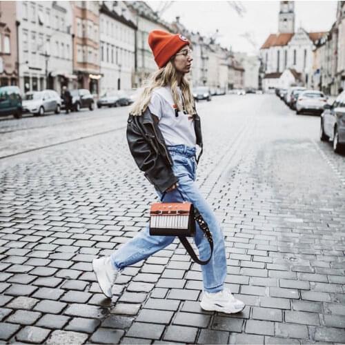 2020 Women Spring and Autumn High Waist Loose Jeans Straight Denim Trousers Elastic Waist Wide Leg Pants