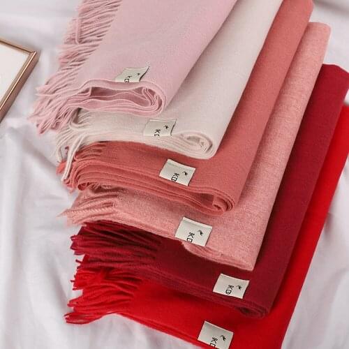 2021 Winter Scarf Solid Thicker Women Wool Cashmere Scarves Neck Head Warm Pashmina Shawls And Wraps Tassel Men Scarf Bandana