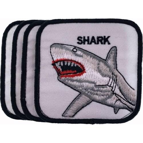 1/5 Handmade Shark Embroidered Patches for Clothing Badges Sewing Appliques DIY Accessories 7.0cm