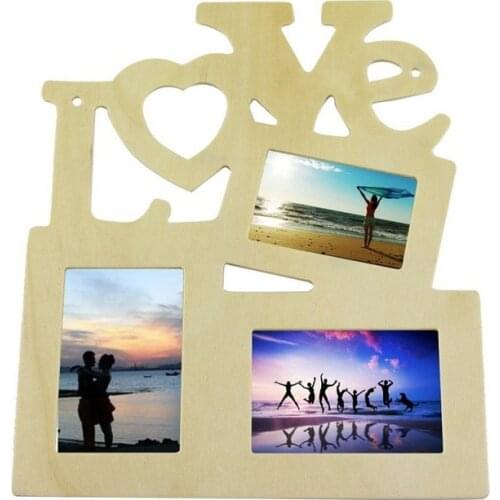 100pcs Love Wooden Photo Frame With 3 Wood Picture Frame Blank DIY Paint Wedding Party Decoration Gifts For Kids ZA4680