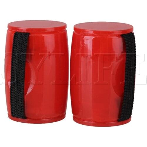 2xUkulele Guitar Plastic Finger Rhythm Sand Shaker Ring Red Curved Cylindrical