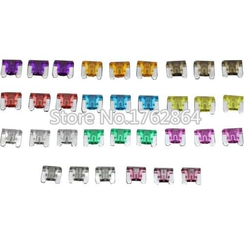 33PCS 2~40A 32V Mini Size Auto fuse, 3pcs for each specification, Automotive Fuses Blade,The fuse Insurance insert Lights Fuse
