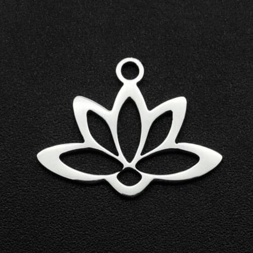5pcs/lot 100% Stainless Steel 15x19mm Lotus DIY Charm Earring Finding Wholesale Jewelry Bracelet Making Charms Finding Supplies