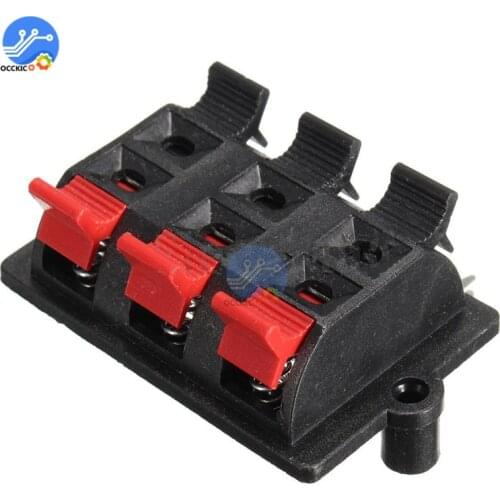 6 Way Channel Speaker Terminal Spring Jack Connector Audio Speaker Stereo Plate Strip Block Release