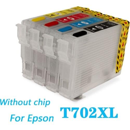 702 T702 T702XL Ink Cartridge Refill for Epson Workforce ProWF-3720 WF-3733 WF-3730 Printer No Chip For Epson T702 Cartridge