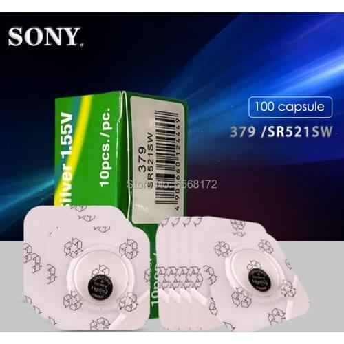 100PCS Sony Single grain packing 1.55V Button Coin Cell Batteries 379 SR521SW D379 V379 V520 280-59 GP379 SR63 AG0 618 JA LR521