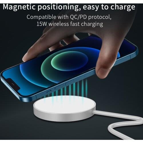 Circular 15W TYPE-C Wireless Charger For Iphone 12 Magnetic Mag Safe White Phone Holder Cargador Celuar Chargers