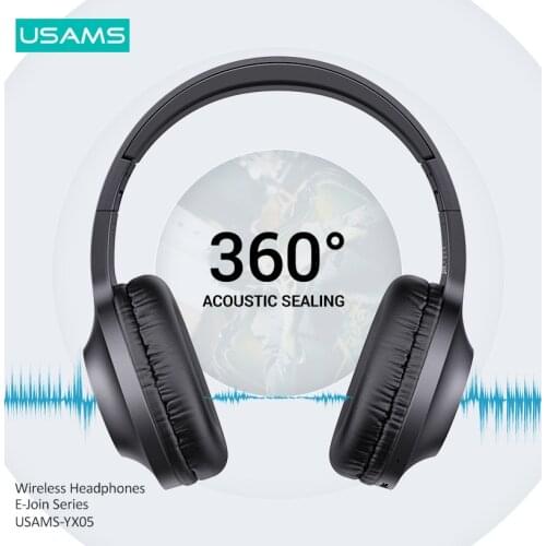 USAMS Wireless Headphones Bluetooth 5.0 Headset Earphone For Sport Gaming 1200mAh Foldable Bluetooth Earbuds For Android iphone