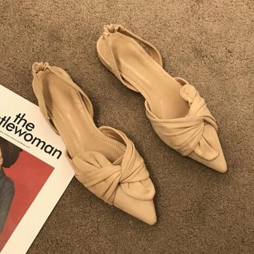 Women Sandals Shoes Elegant Elastic band Pointed Toe Buckle Concise Ladies Low Heels Solides Shallow Casual Female Summer New