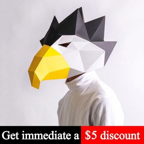 Pre-cut Condor Eagle Animal Adult Head Mask Paper Model,3D Low-poly Papercraft,Party Cosplay Prop,Handmade DIY Craft Toy RTY081