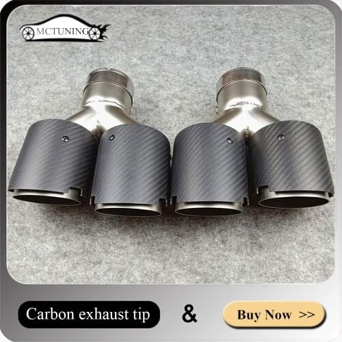 Y Style Matte Carbon Exhausts Tips Matte Stainless steel For Universal Cars Double Exhaust Tail End Pipe