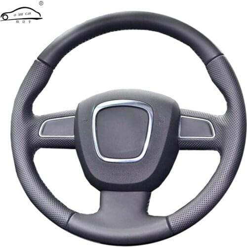 Genuine Leather steering wheel Cover for A3(8P) A4(B8) A5 A8 A8 L Q7 RS 4 S4 S5 S6 S8 2007 Seat Exeo/Steering-Wheel Braid