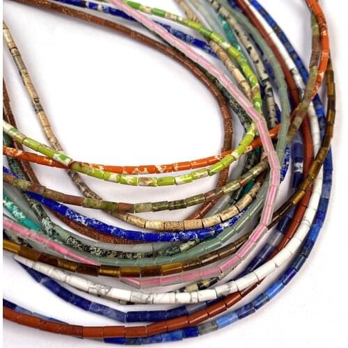 Natural Semi-precious Stone Cylindrical Beads 2x2x4mm 94 Stars for Jewelry Making DIY Necklace Bracelet Accessories Gift