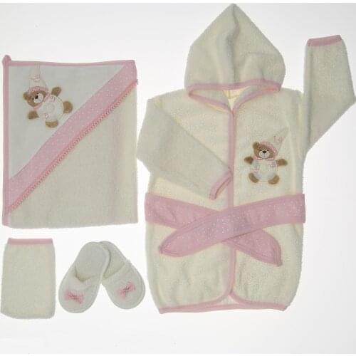 Baby Bathrobe Hooded Towel Set Newborn Toddler 100% Cotton Bathtime Gift Bundle 5 Pieces 0 – 24 Month Bath Robe For Boys Girls