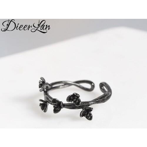 DIEERLAN Exaggerated Personality Silver Color Rose Flower Ring for Women Bohemian Vintage Adjustable Antique Ring Anillos