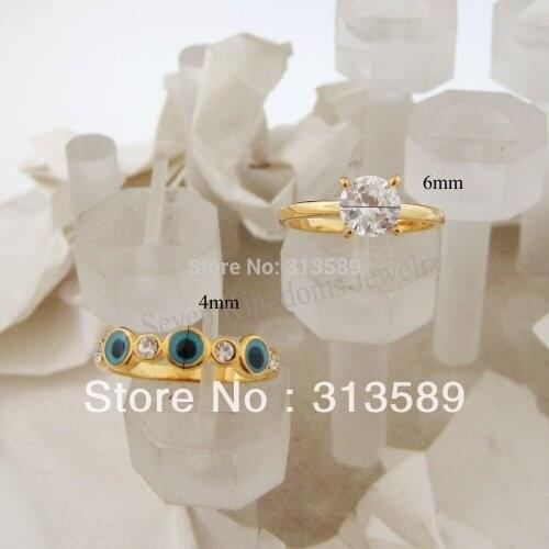 /MIN ORDER 10$ CAN MIX DESIGN /TWO RINGS AS ONE - YELLOW GOLD OVERLAY ROUND SHAPE EVIL EYE CZ STONE RING SZ 8 9/ GREAT GIFT