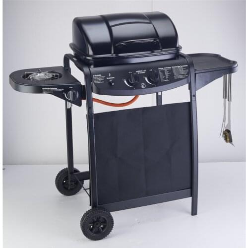 Enamel gas BBQ grill, gas stove,gas oven,outdoor BBQ grill with motor,two burners BBQ grill