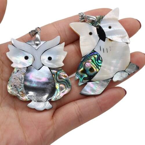 Natural Shell Animals Pendant Cute Owl Shape Shell Pendant Charms for Making Women DIY Jewelry Necklace Exquisite Gift