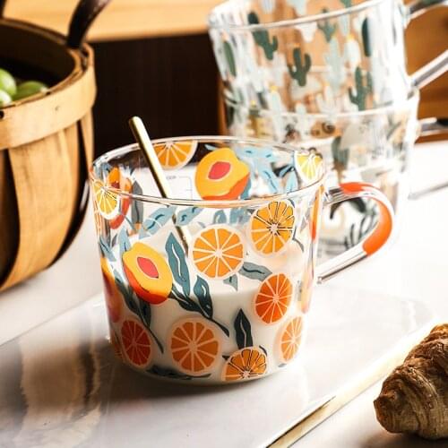European Heat Resistance 500ml Creative Scale Glass Mug Breakfast Mlik Coffe Mugs Household Water Cup Sun Eye Pattern Drinkware