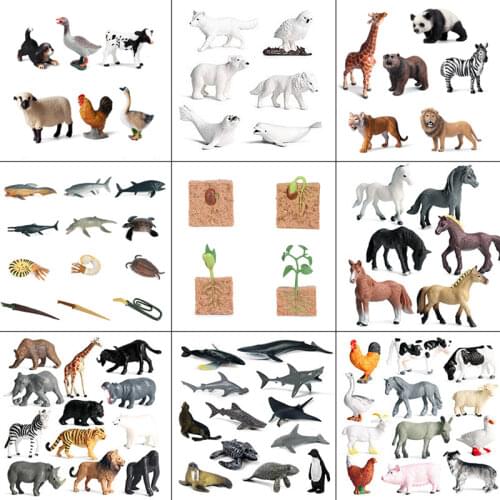 Simulation Poultry Wild Animal Model Marine Life Dinosaur Shark Horse Tiger PVC Movable Mini Doll Childrens Collection Toy Gift
