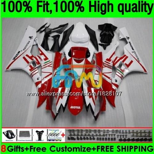 Injection For YAMAHA YZF R 6 YZF 600 YZF-600 YZFR6 06 07 53BS.12 YZF R6 06-07 600CC YZF600 Red white YZF-R6 2006 2007 Fairing