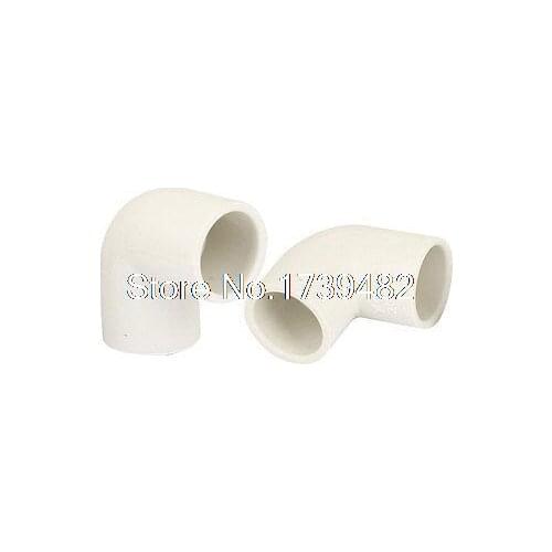 White PVC 20mm Inner Diameter Bent Electrical Wire Pipe Connector 2 Pcs