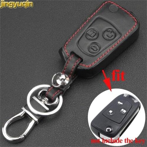 Jingyuqin Folding Flip Car Key Case for Ford Focus KA Mondeo Fiesta 3 Buttons Leather Car Key Case Cover HolderCar Accessories