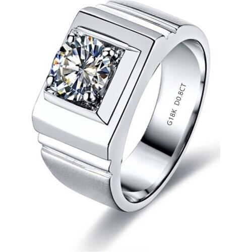 1Ct Pure Gold AU750 Classic Round Sightly Certificate Moissanite Anniversary Ring Man Wedding Anniversary Day Gold Jewellry Gift