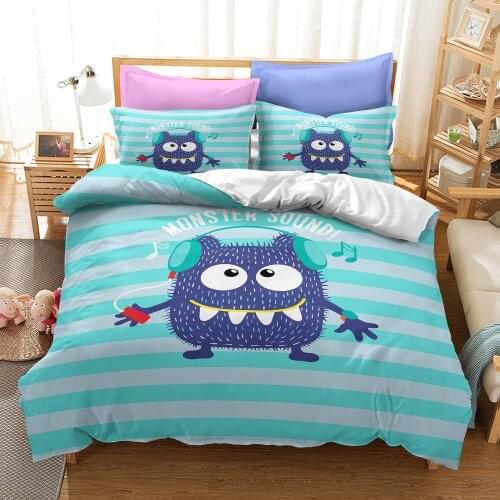 Cute Monster Bedding Set For Kids 3D Printed Cartoon Duvet Cover With Pillowcases Cute Bed Set 2/3pcs Chidren Baby Bedclothes