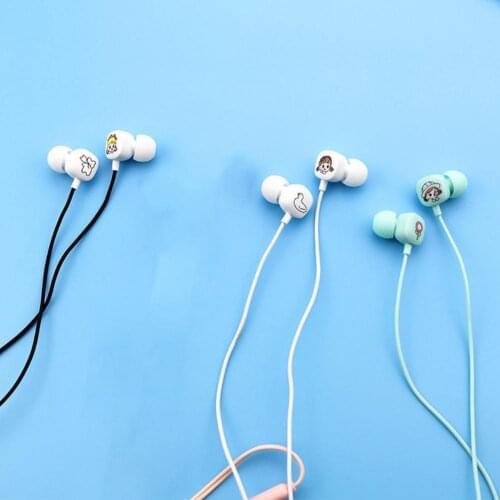 Carton Earphone Wired Stereo ABS HD Mobile Phone Earbud for MP3 cartoon headset wire control call cute cartoon student headset