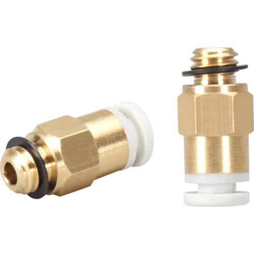 M6 Thread Nozzle Brass Pneumatic Connector Quick Joint for Remote Extruder with 4x2mm Pipe, 3D Printer Extruder Parts