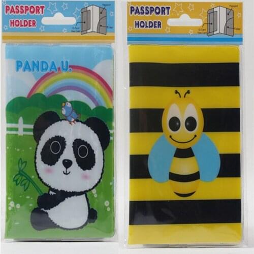 Fashion Passport Cover Documents Bag Cartoon Bee Owl Panda PVC Passport Hoders Travel Pouch ID Card Package Case for Men Women