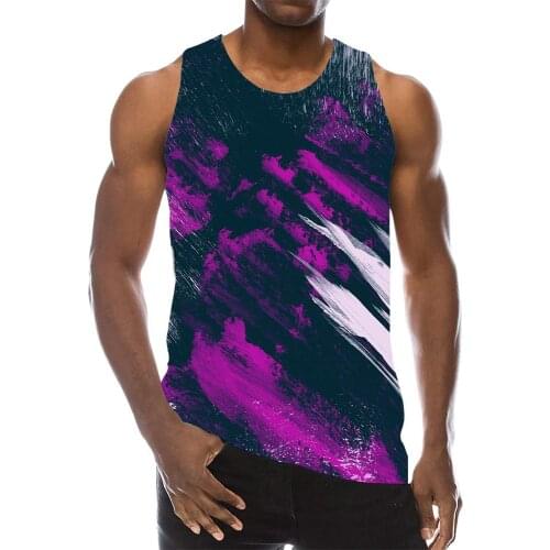 Paint Graphic Tank Top For Men 3D Print Sleeveless Pattern Top Purple Vest
