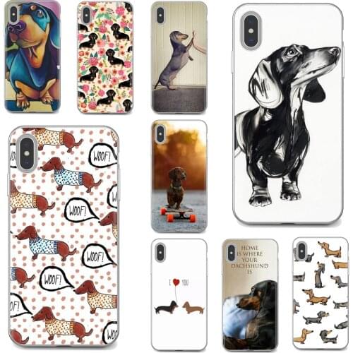 For iPhone iPod Touch 11 12 Pro 4 4S 5 5S SE 5C 6 6S 7 8 X XR XS Plus Max 2020 Soft Case Cover Dachshund Silhouette Puppies Dog