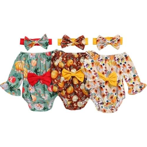 2020-09-14 Lioraitiin 0-24M Newborn Infant Baby Girl Autumn Romper Long Sleeve Striped O-Neck Jumpsuit Halloweeen Clothing