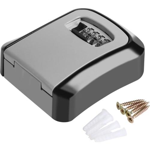 Outdoor Safe Key Box Key Storage Organizer Lock Box With 4 Digit Wall Mounted Combination Password Keys For Home Office