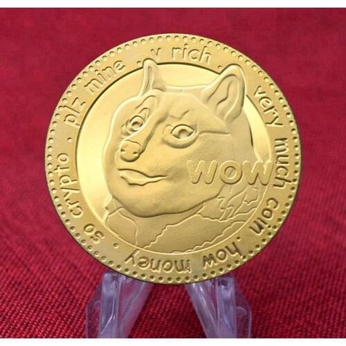 Dogecoin Commemorative Coins Cute Dog Pattern Dog Year Collection Coins Gold Plate