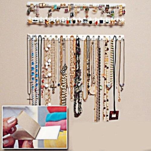 9 In 1 Paste Jewelry Display Stand Hanging Earrings Necklace Ring Set Organizing Display Storage Rack Sticky Hook