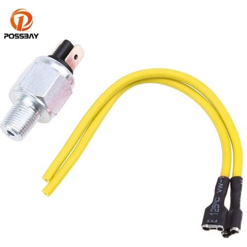 POSSBAY 10mm Motorcycle Thread Brake Stop Lights Silver Switch Cables Hydraulic Stoplight Switch for Harley Davidson Sporter