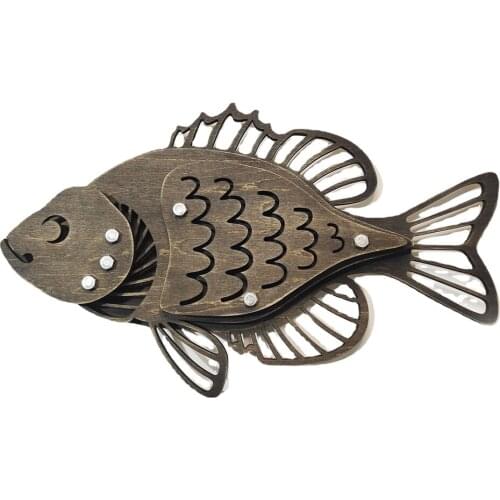 Holiday Decoration Wooden Hollowed Small Fish Cute Desktop Ornaments Home Decor Accessories