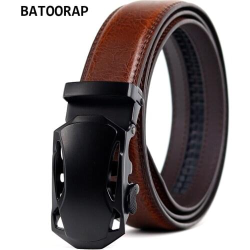 BATOORAP Luxury Brand Mens Belt Genuine Leather Trouser Waist Strap Male Black Automatic Buckle Metal Fashion Jeans Belts ZY226