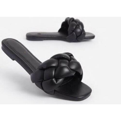 Solid Color Womens Outdoor Flip Flops Flat Slippers Summer Beach Footwear Sponge Weaving Shoes Breathable Casual Sandals