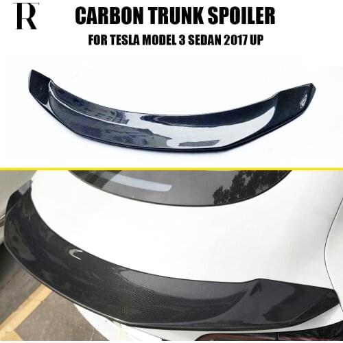 Model 3 Real Carbon Fiber Rear Lip Wing Trunk Spoiler for Tesla Model 3 Sedan 4 Door 2017 UP
