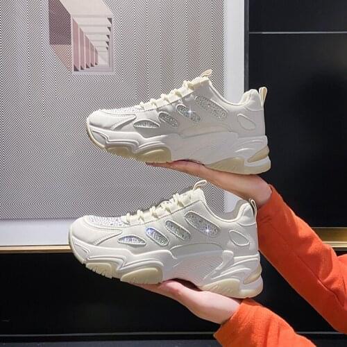 Rhinestone Sneakers Women Sport Chunky Shoes 2021 Fahsion Breathable Platform Sneakers Women Trainers Zapatillas Mujer