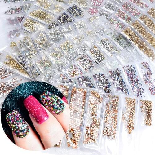 1440Pcs/Pack Crystal Glass Rhinestones Multi-size Colorful AB Round Flatback Diamonds Rhinestones DIY Jewelry Nail Art Decor
