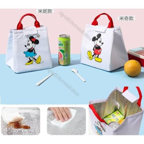 Disney Lunch Bag Mickey Minnie Mouse Portable Thermal Insulated Lunch Box Handbag Cooler Container Tote School Food Storage Bag