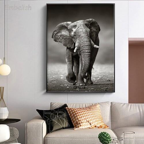Embelish 1 Pieces Wild Animals Wall Art Pictures For Living Room African Elephant Home Decor Large Posters HD Canvas Paintings